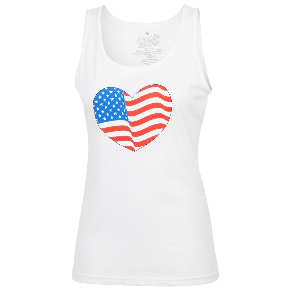Goodie Two Sleeves Women's Americana Heart Flag Tank Top- Small